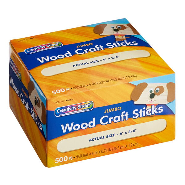 A box of 500 Creativity Street natural wood craft sticks.