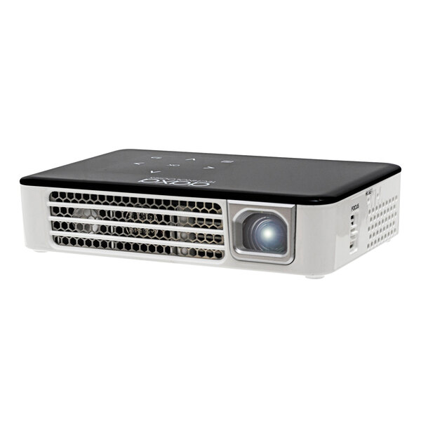 An Aaxa Technologies P300 NEO LED Pico Projector on a white background.