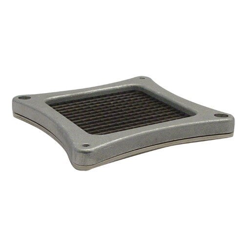 A metal square with a black grate.