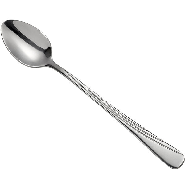 A Libbey stainless steel iced tea spoon with a silver handle.