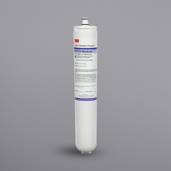 A white 3M water filter cartridge with a blue label.