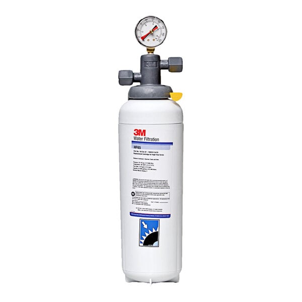 A white 3M water filtration system with a gauge.