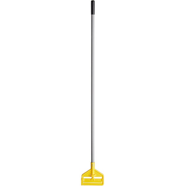 A yellow and black Rubbermaid mop handle with a side gate style.