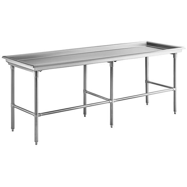 A Regency stainless steel sorting table with legs and a rectangular surface.