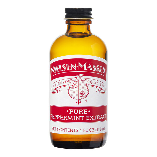 A Nielsen-Massey 4 fl. oz. bottle of Pure Peppermint Extract.