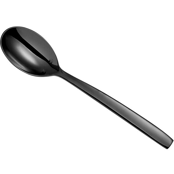 a black spoon with a long handle