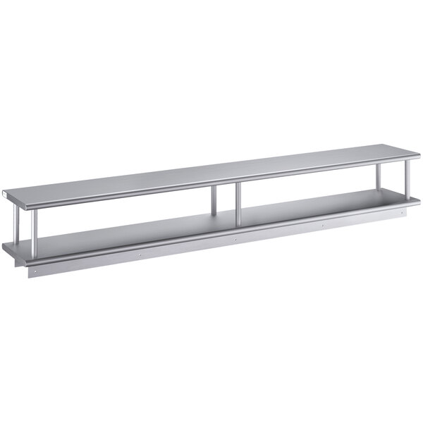 a silver shelf with a white background