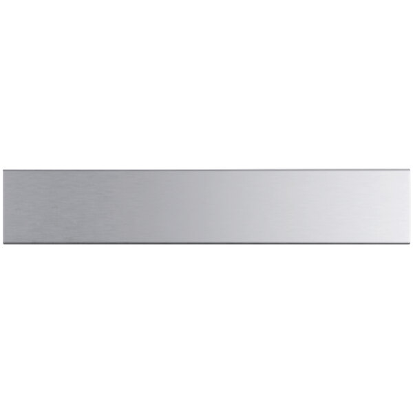 A rectangular silver stainless steel pass-through shelf.