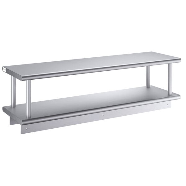 a silver shelf with a white background