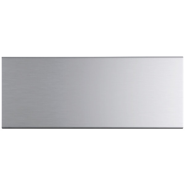 A close-up of a Regency stainless steel pass-through shelf surface.