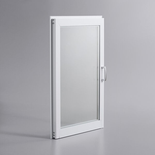 A white door with a glass panel.