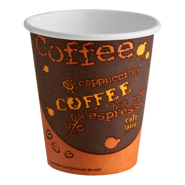 Choice 10 oz. Coffee Print Poly Paper Hot Cup - 1,000/Case