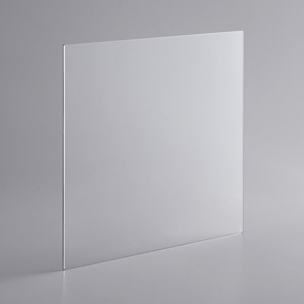 A white square glass shelf with a black border.