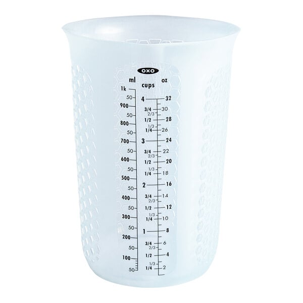 OXO 11166400 Good Grips 1 Quart (4 Cups) Squeeze & Pour Translucent Silicone Measuring Cup