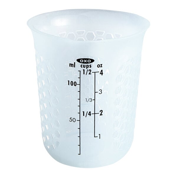 OXO 11161200 Good Grips 1/2 Cup Mini Squeeze & Pour Translucent Silicone Measuring Cup