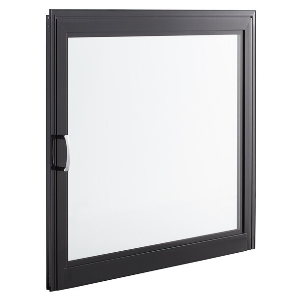 A black rectangular window for an Avantco BC-60 refrigerator with white glass