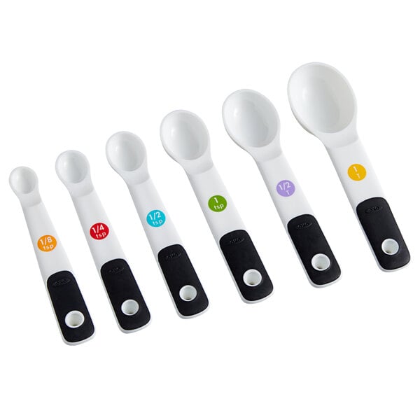 OXO 11111002 Good Grips 1/8 tsp. to 1 Tbsp. 7-Piece White Measuring Spoon Set