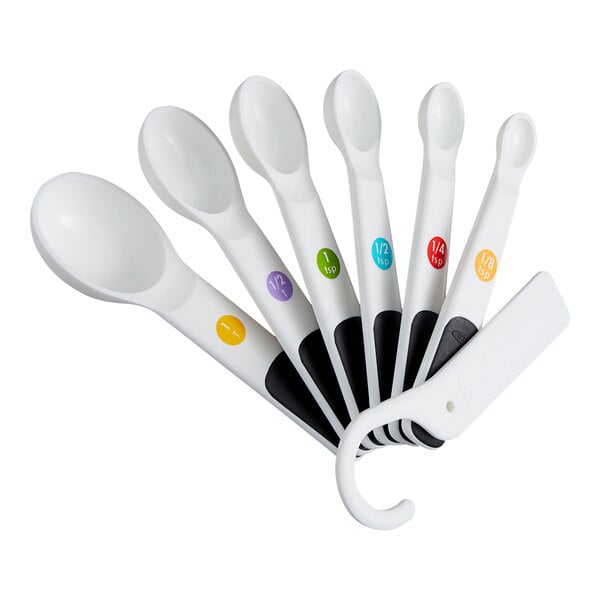 OXO 11111002 Good Grips 1/8 tsp. to 1 Tbsp. 7-Piece White Measuring Spoon Set