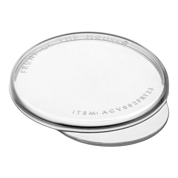 A clear round container with a clear plastic lid.