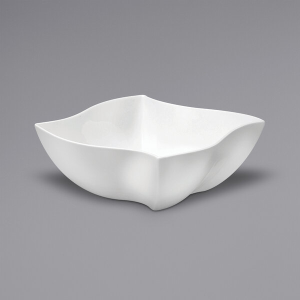 A white bowl with a curved edge.