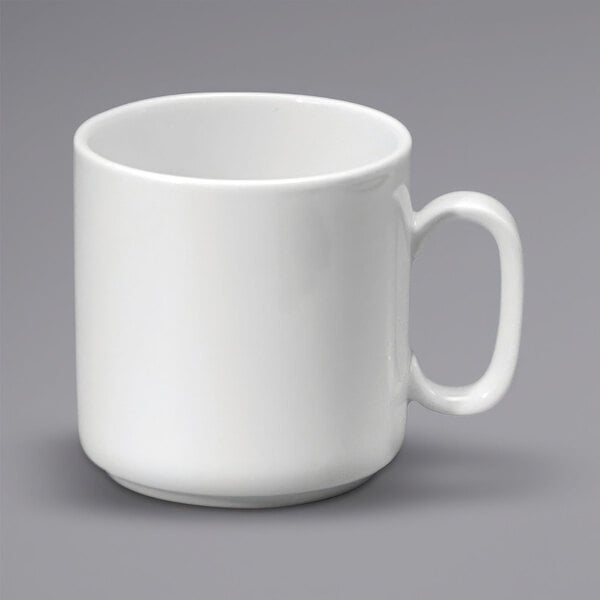 A white Oneida Buffalo porcelain mug with a handle.