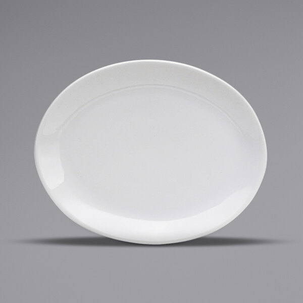 An oval white porcelain platter.