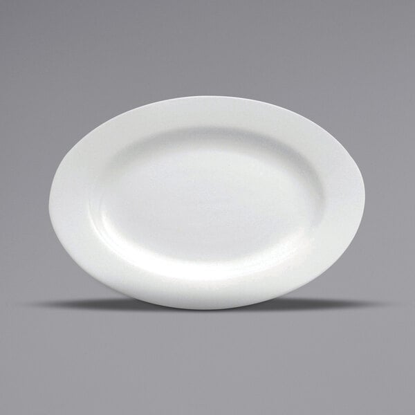 A white Oneida Buffalo porcelain platter with a rolled edge.