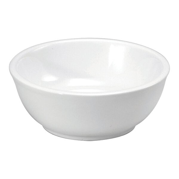 A white porcelain nappie bowl with a rolled edge.