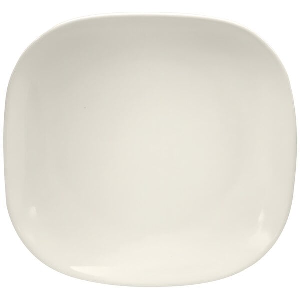 A Oneida Buffalo Cream White Ware square plate with a narrow white rim.