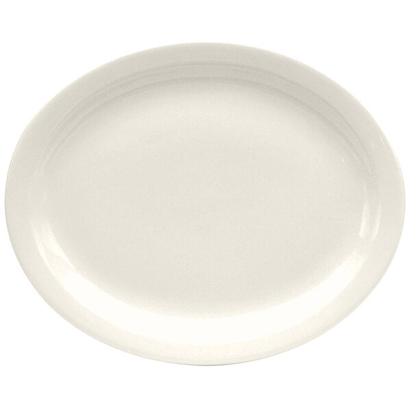 A white oval Oneida Buffalo narrow rim platter.