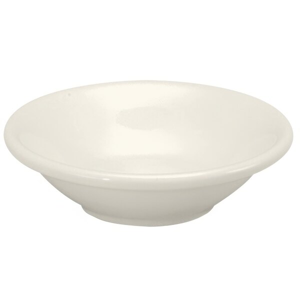 Oneida Buffalo Cream White Ware porcelain fruit bowl with rolled edges.