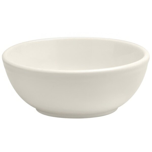 A Oneida Buffalo Cream White Ware nappie bowl with a white background.