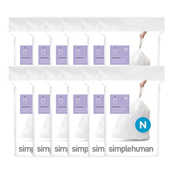 simplehuman CW0262MC 12-13 Gallon 30 Micron 13 5/8" x 11"Liter Code N White Custom Fit Trash Can Liner - 240/Case