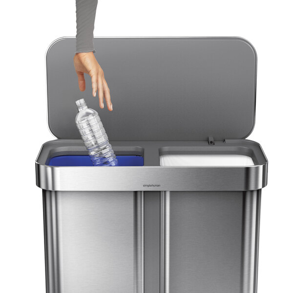 simplehuman CW2025 13gal Rectangular Compartment Trash Can for sale online 