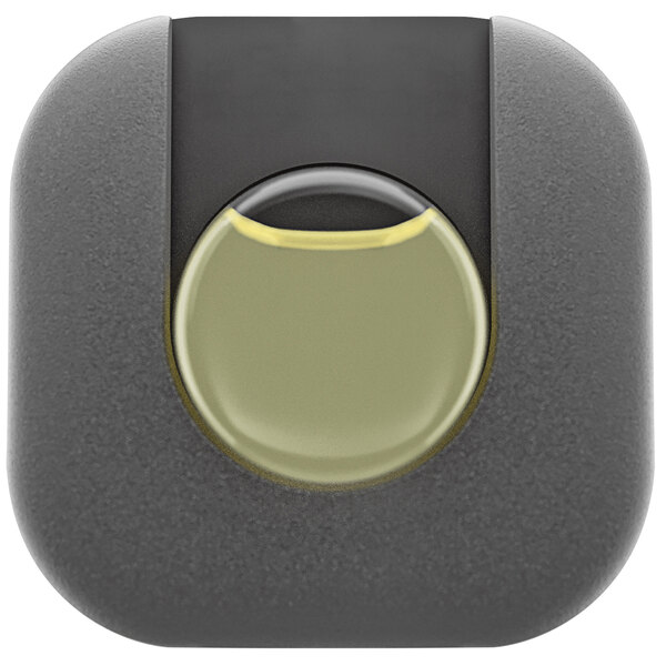 A black square with two circular buttons, one yellow and one green.