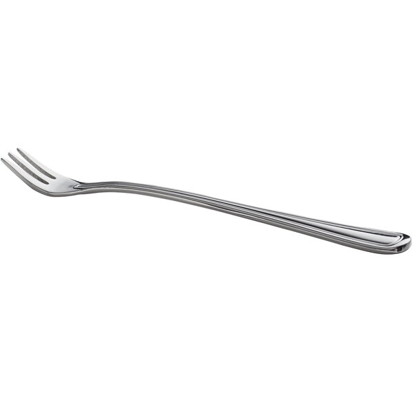 A Libbey stainless steel cocktail fork with a silver handle.
