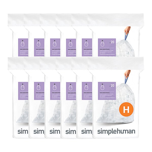 simplehuman CW0286MC 8-9 Gallon 30 Micron 13 5/8" x 9 1/8" Code H Clear Custom Fit Trash Can Liner - 240/Case