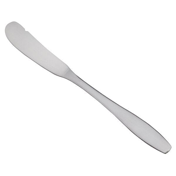 A Libbey stainless steel butter spreader with a silver handle.