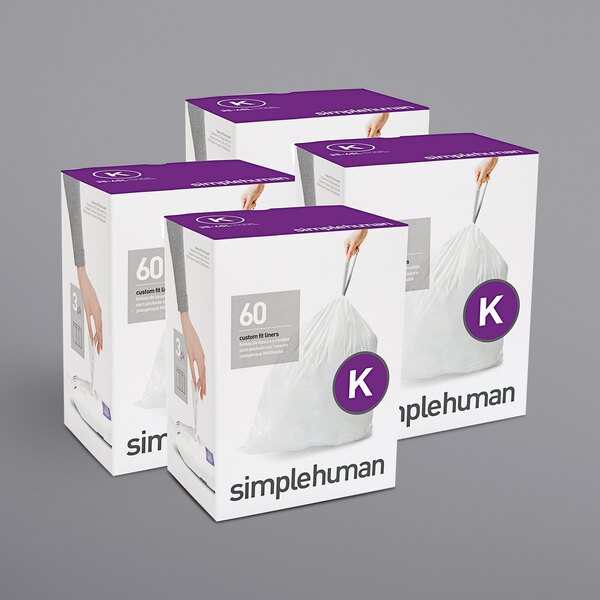 K Simplehuman Plastic Trash Can Liners K 9-12 Gallon 20 Pack Garbage Bags