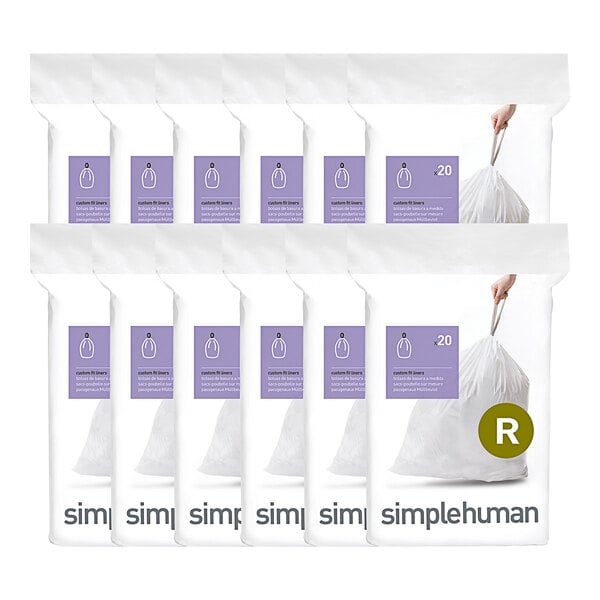 simplehuman CW0253MC 2.6 Gallon 0.98 Mil 11 5/8" x 7 1/8" Code R White Custom Fit Trash Can Liner - 240/Case