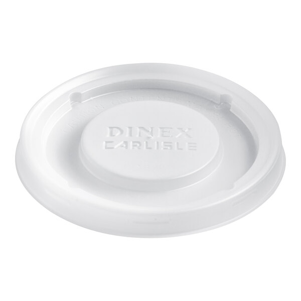 A white plastic lid with a Dinex logo on it.