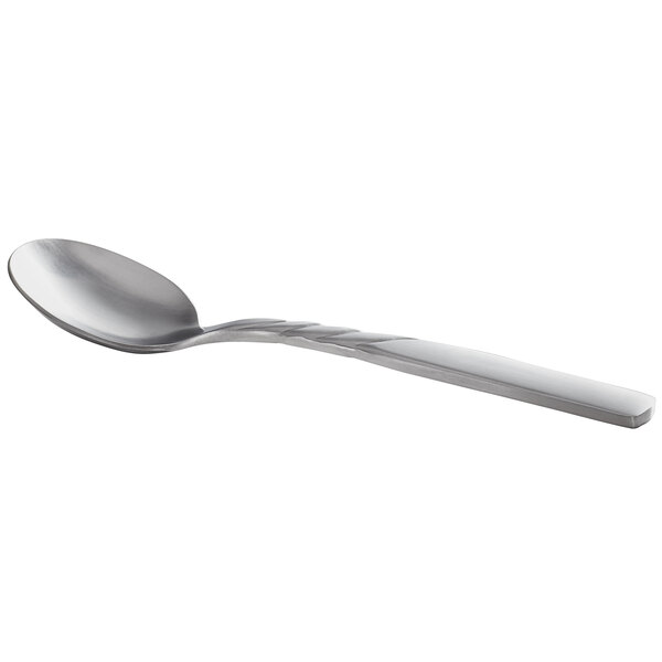 A World Tableware Collingwood stainless steel bouillon spoon with a silver handle.