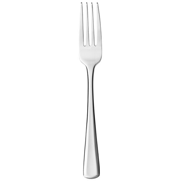 A Libbey stainless steel dinner fork with a silver handle.