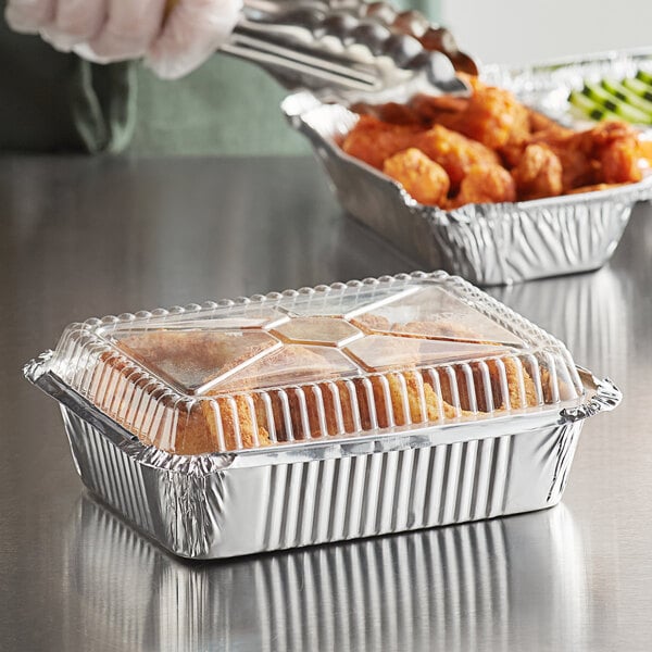 100 Silver Aluminium Foil Containers & Lids Size 2 Trays Takeaway