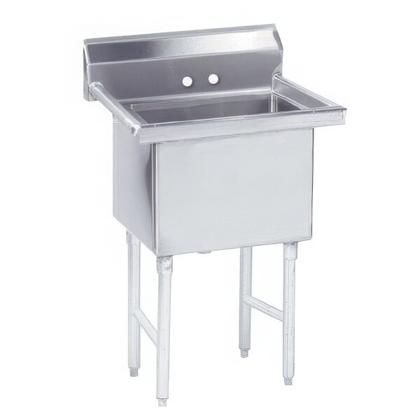 An Advance Tabco stainless steel pot sink with legs.