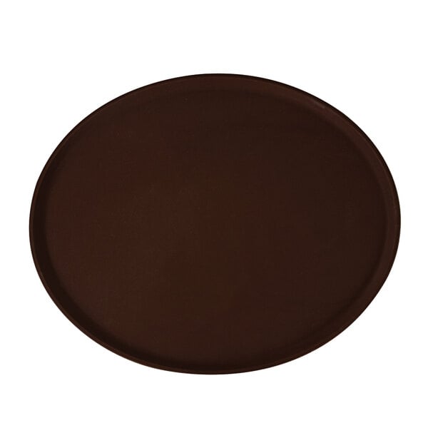 A brown rectangular Vollrath Tuf Glas serving tray.
