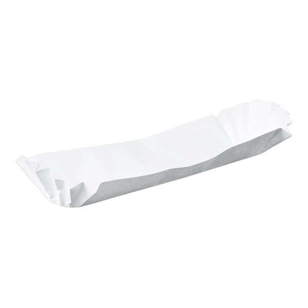 A white paper fluted hot dog tray.