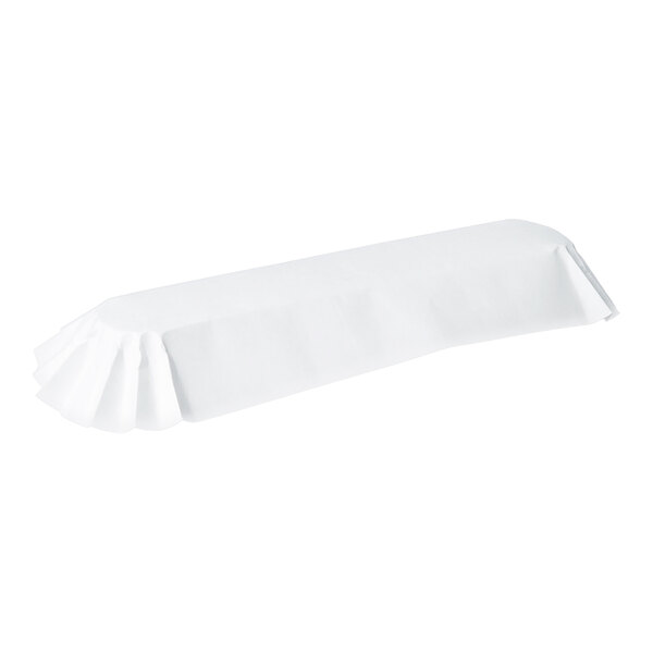 A white rectangular paper with ruffled edges.