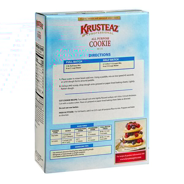 A box of Krusteaz Professional All-Purpose Cookie Mix on a white background.