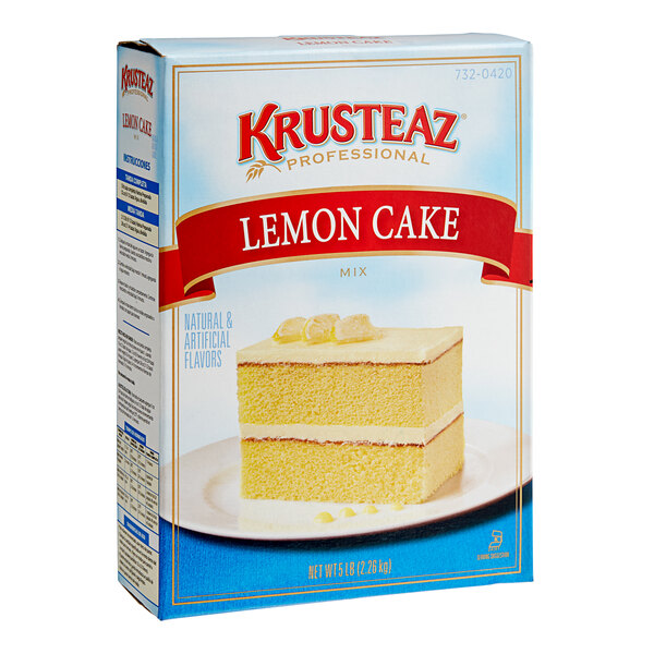 A white and yellow box of Krusteaz Professional Lemon Cake Mix.